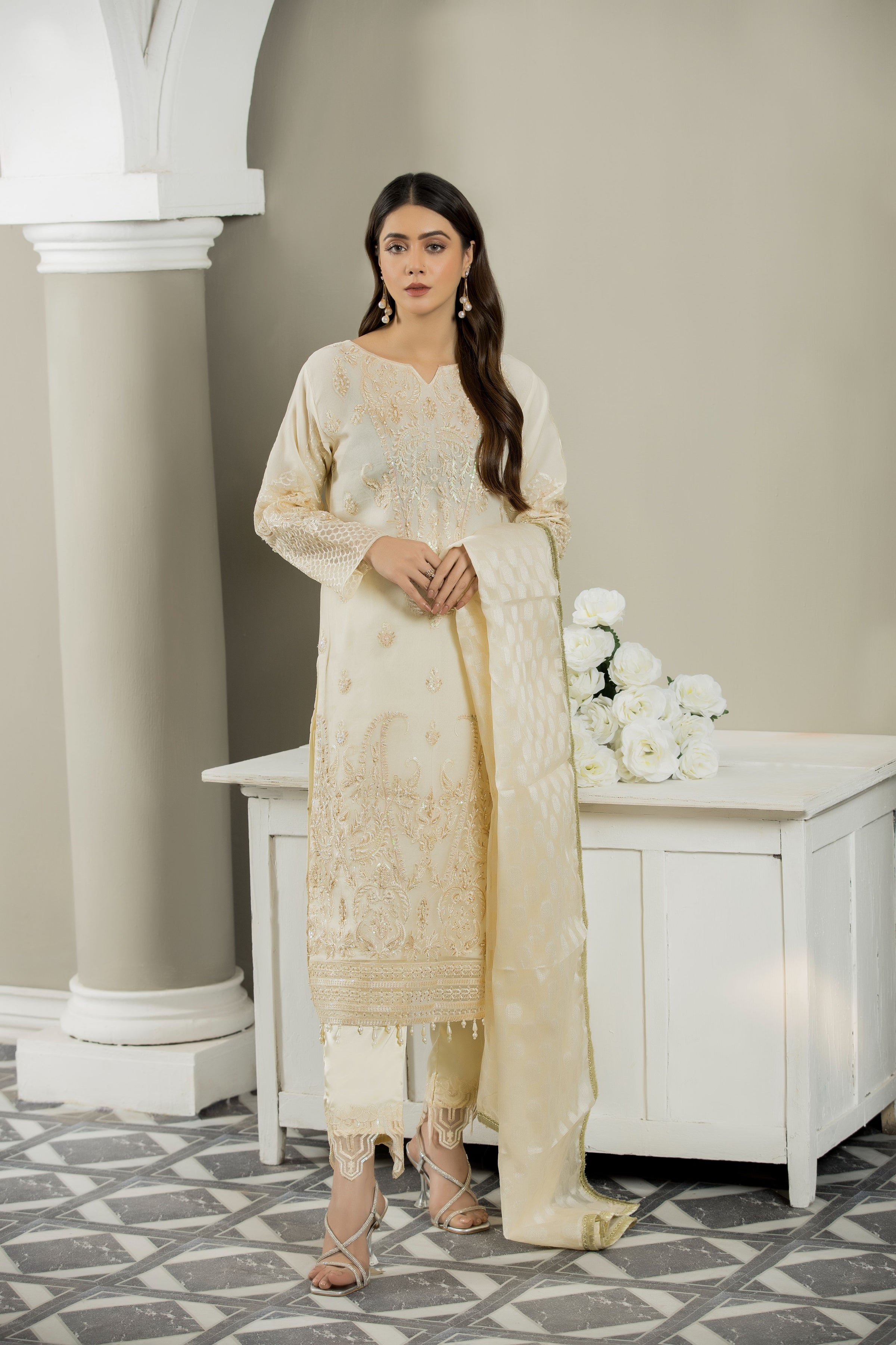 Queen Libas Party Wear QL 5001- Chiffon Pakistani Readymade Suit